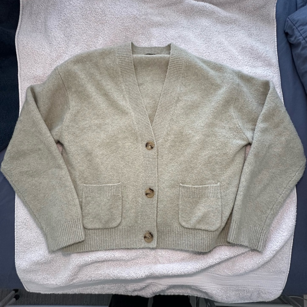 Uniqlo Wool Blend Light Green Cardigan